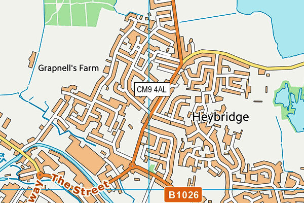 CM9 4AL map - OS VectorMap District (Ordnance Survey)