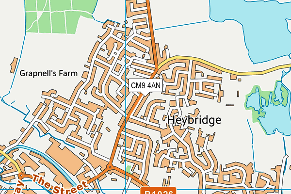 CM9 4AN map - OS VectorMap District (Ordnance Survey)