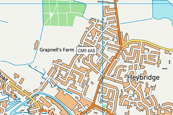 CM9 4AS map - OS VectorMap District (Ordnance Survey)