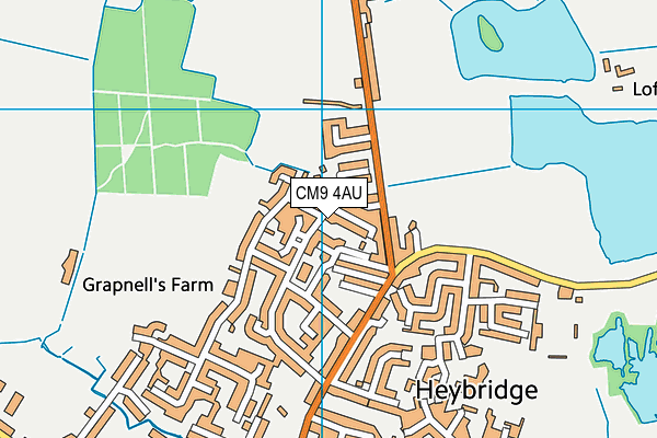 CM9 4AU map - OS VectorMap District (Ordnance Survey)