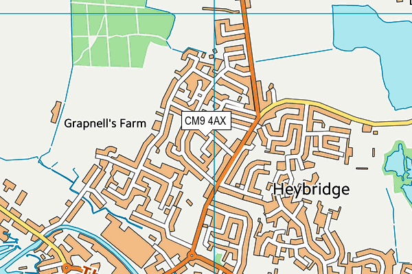 CM9 4AX map - OS VectorMap District (Ordnance Survey)