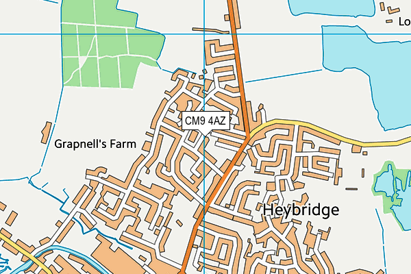 CM9 4AZ map - OS VectorMap District (Ordnance Survey)