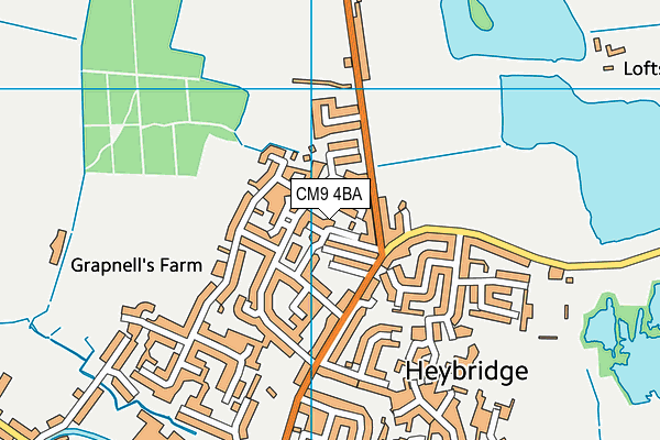 CM9 4BA map - OS VectorMap District (Ordnance Survey)