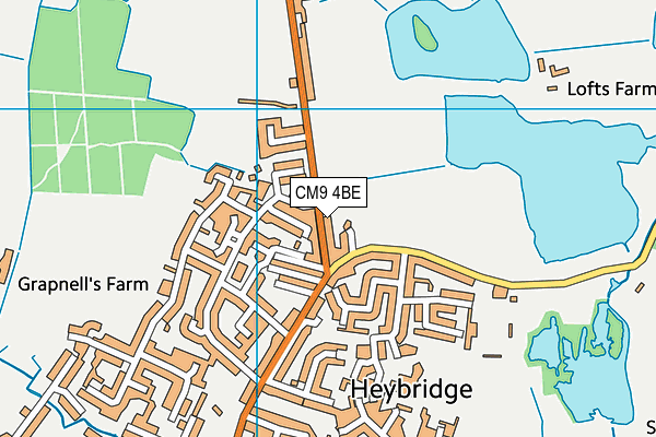 CM9 4BE map - OS VectorMap District (Ordnance Survey)