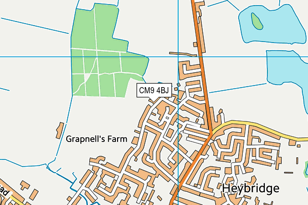 CM9 4BJ map - OS VectorMap District (Ordnance Survey)