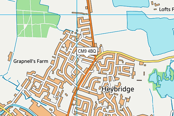 CM9 4BQ map - OS VectorMap District (Ordnance Survey)