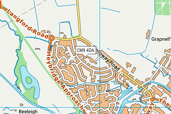 CM9 4DA map - OS VectorMap District (Ordnance Survey)