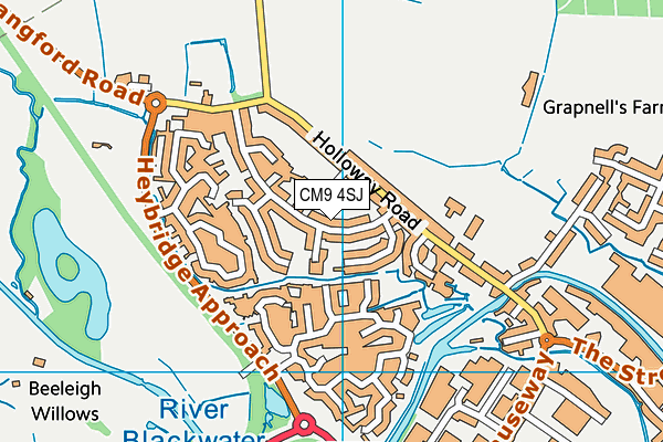 CM9 4SJ map - OS VectorMap District (Ordnance Survey)