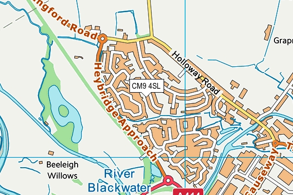 CM9 4SL map - OS VectorMap District (Ordnance Survey)