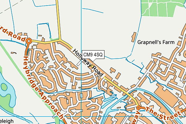 CM9 4SQ map - OS VectorMap District (Ordnance Survey)