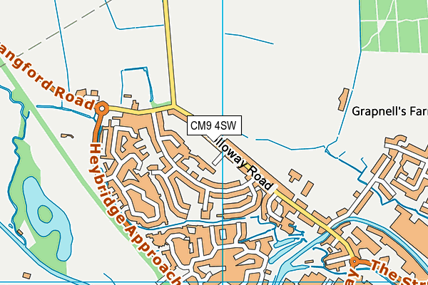 CM9 4SW map - OS VectorMap District (Ordnance Survey)