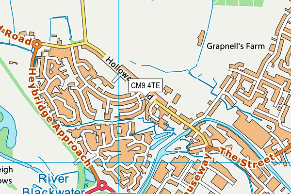 CM9 4TE map - OS VectorMap District (Ordnance Survey)