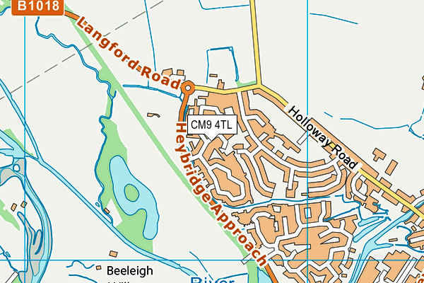 CM9 4TL map - OS VectorMap District (Ordnance Survey)