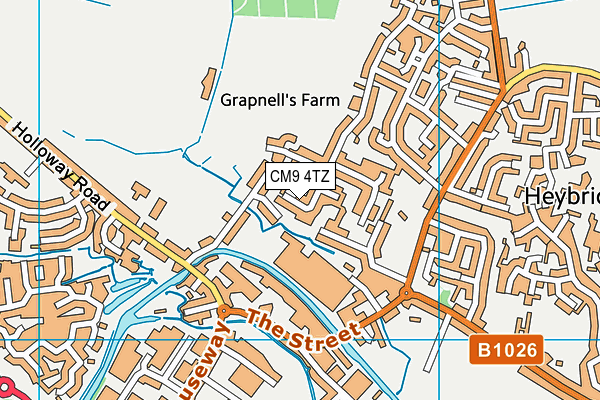 CM9 4TZ map - OS VectorMap District (Ordnance Survey)