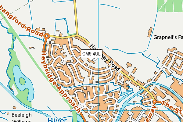 CM9 4UL map - OS VectorMap District (Ordnance Survey)