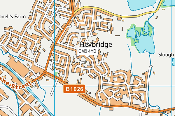 CM9 4YD map - OS VectorMap District (Ordnance Survey)