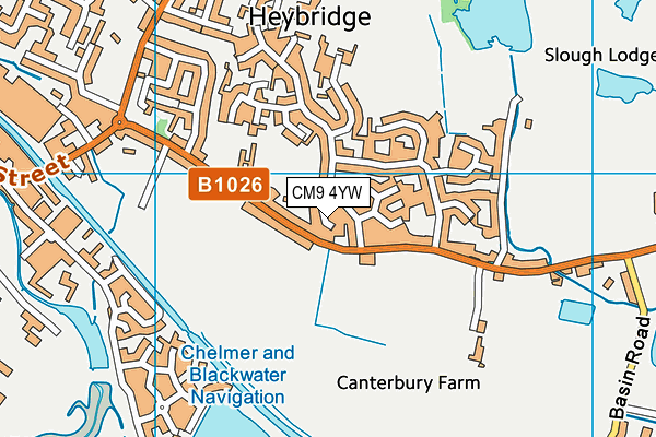 CM9 4YW map - OS VectorMap District (Ordnance Survey)