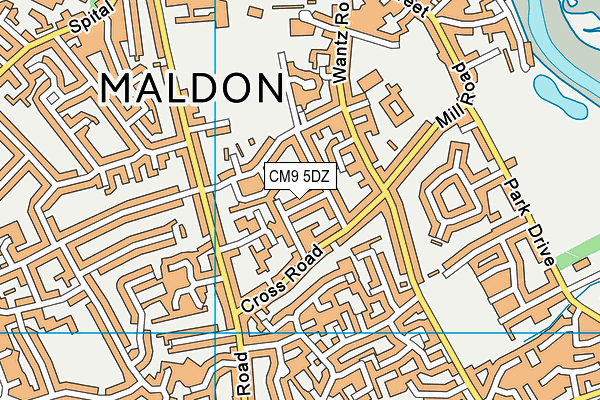 CM9 5DZ map - OS VectorMap District (Ordnance Survey)