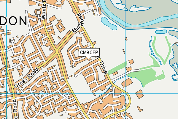 CM9 5FP map - OS VectorMap District (Ordnance Survey)