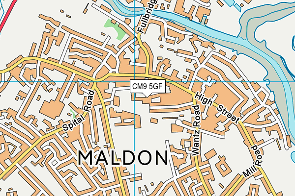 CM9 5GF map - OS VectorMap District (Ordnance Survey)