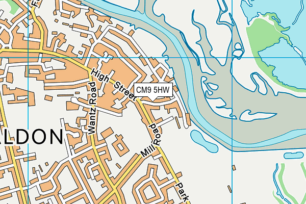 CM9 5HW map - OS VectorMap District (Ordnance Survey)