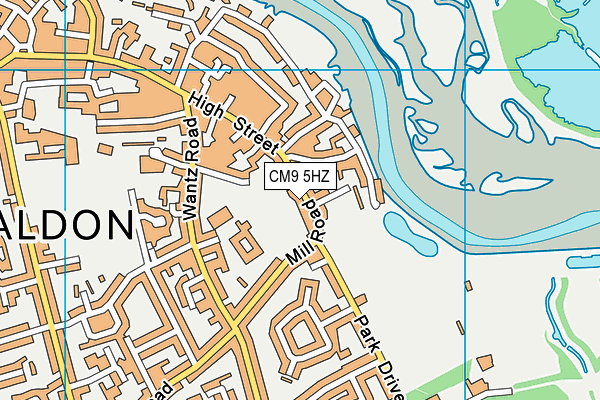 CM9 5HZ map - OS VectorMap District (Ordnance Survey)