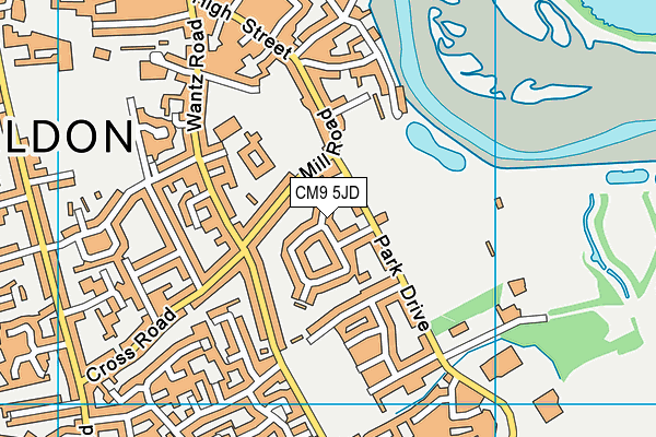 CM9 5JD map - OS VectorMap District (Ordnance Survey)