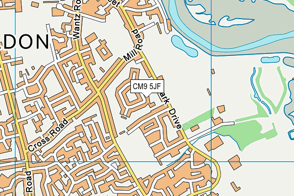 CM9 5JF map - OS VectorMap District (Ordnance Survey)