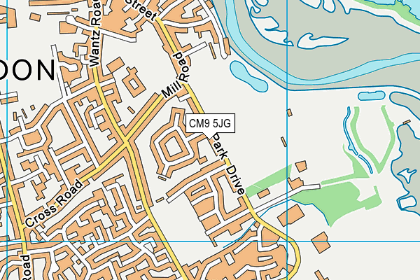 CM9 5JG map - OS VectorMap District (Ordnance Survey)