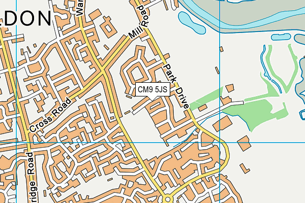 CM9 5JS map - OS VectorMap District (Ordnance Survey)