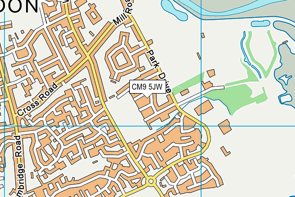 CM9 5JW map - OS VectorMap District (Ordnance Survey)