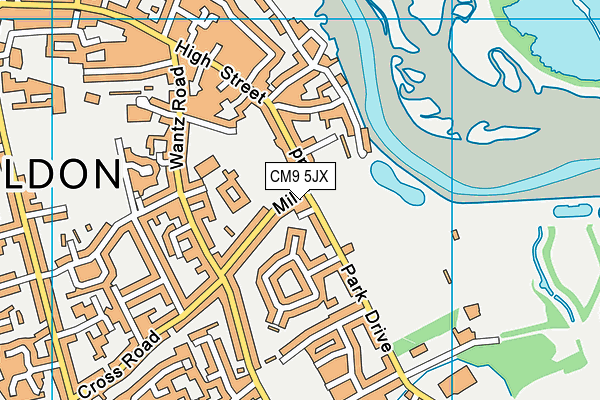 CM9 5JX map - OS VectorMap District (Ordnance Survey)