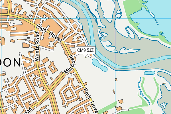 CM9 5JZ map - OS VectorMap District (Ordnance Survey)