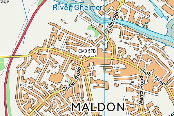 CM9 5PB map - OS VectorMap District (Ordnance Survey)