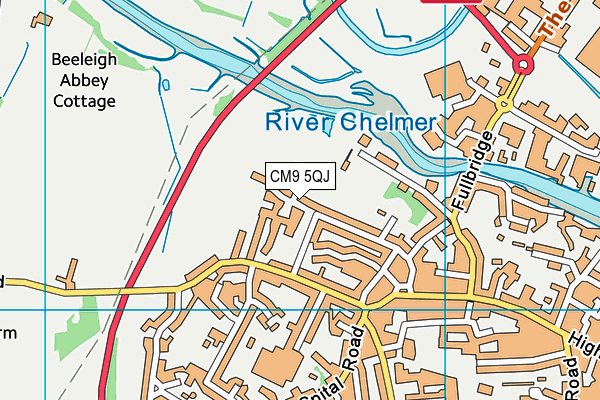 CM9 5QJ map - OS VectorMap District (Ordnance Survey)
