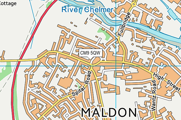 CM9 5QW map - OS VectorMap District (Ordnance Survey)