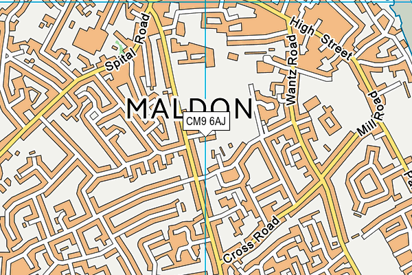 CM9 6AJ map - OS VectorMap District (Ordnance Survey)