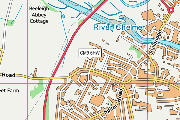 CM9 6HW map - OS VectorMap District (Ordnance Survey)