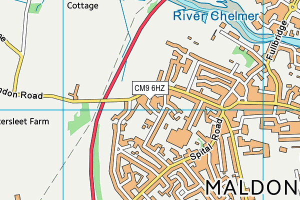 CM9 6HZ map - OS VectorMap District (Ordnance Survey)