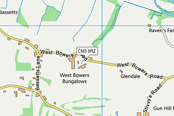 CM9 6RZ map - OS VectorMap District (Ordnance Survey)