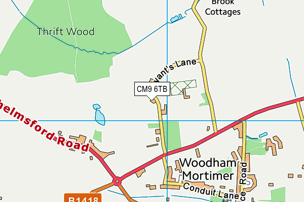 CM9 6TB map - OS VectorMap District (Ordnance Survey)