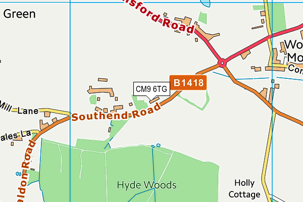 CM9 6TG map - OS VectorMap District (Ordnance Survey)