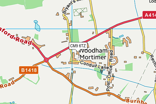 CM9 6TZ map - OS VectorMap District (Ordnance Survey)