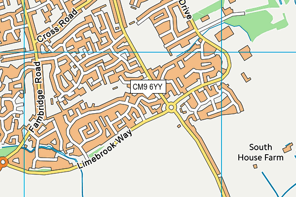 CM9 6YY map - OS VectorMap District (Ordnance Survey)