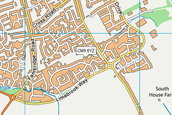 CM9 6YZ map - OS VectorMap District (Ordnance Survey)