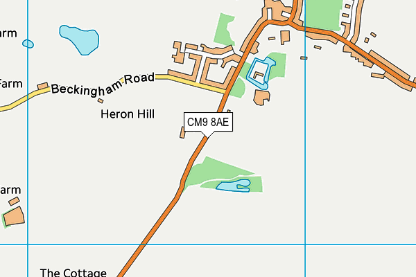 CM9 8AE map - OS VectorMap District (Ordnance Survey)