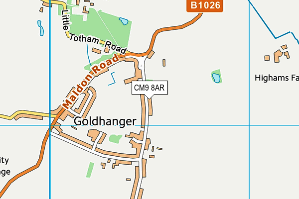 CM9 8AR map - OS VectorMap District (Ordnance Survey)