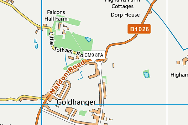 CM9 8FA map - OS VectorMap District (Ordnance Survey)