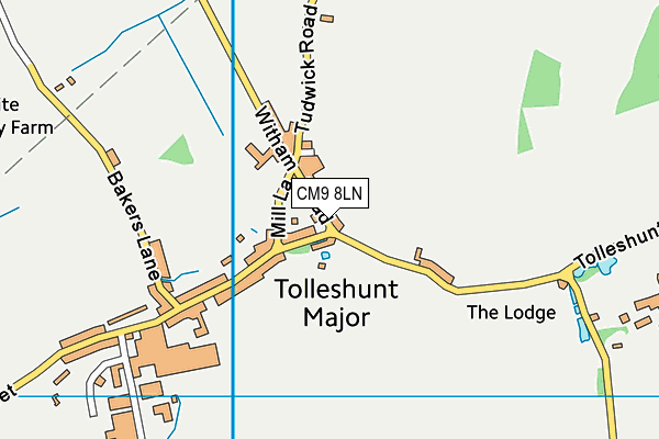 Tolleshunt Major Playing Field map (CM9 8LN) - OS VectorMap District (Ordnance Survey)