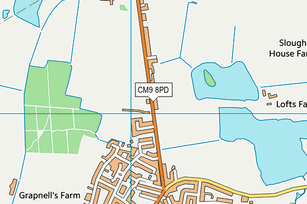 CM9 8PD map - OS VectorMap District (Ordnance Survey)